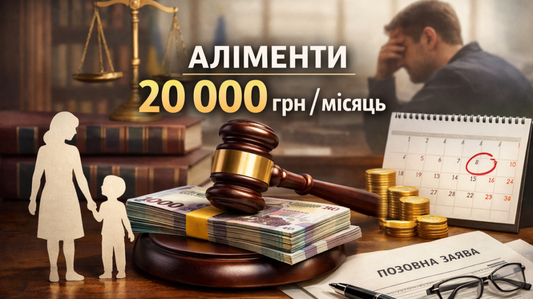 Аліменти 20 000 грн на місяць